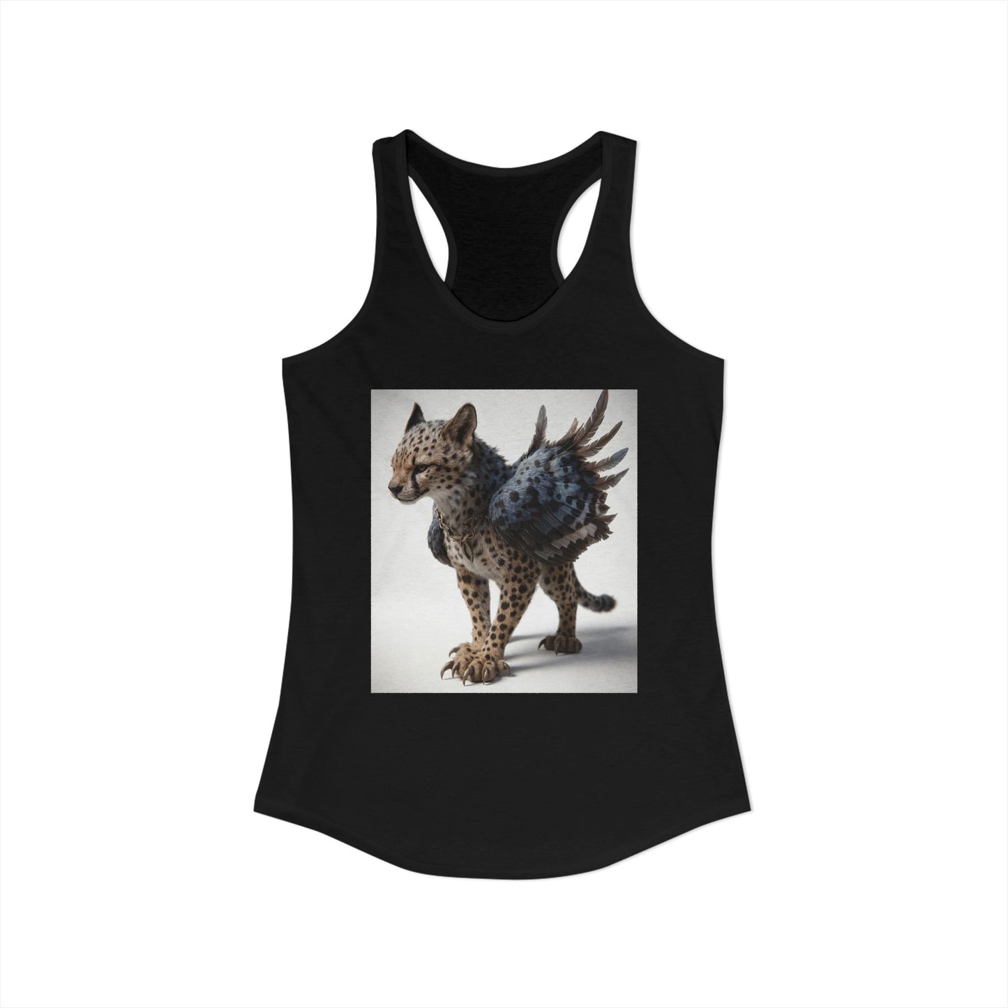 Winged Cheetah Racerback Tank – Golden Sentinel with Feathered Flight