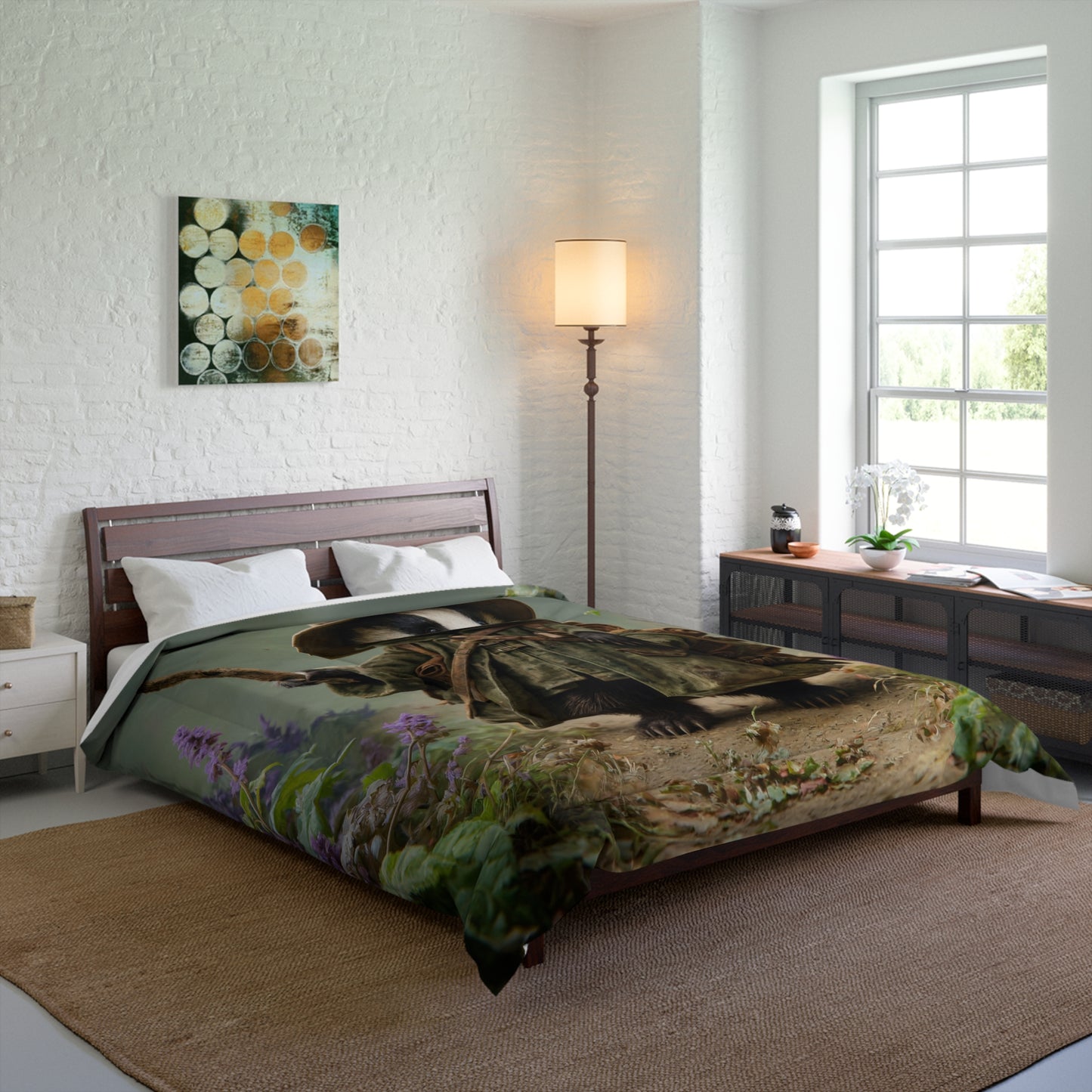 Badger Pathfinder Comforter – Mossy Trail Through Purple Wildflowers