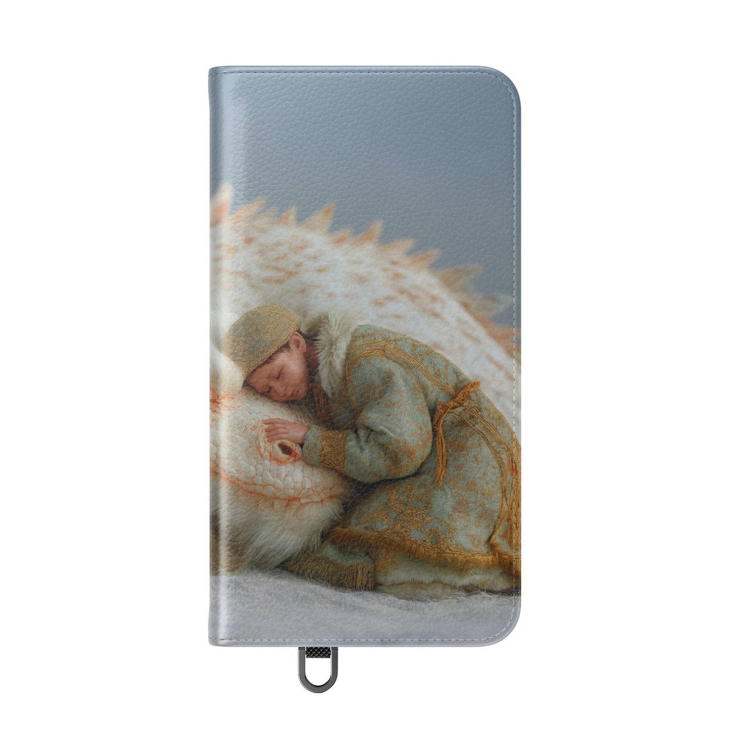 Sleeping Child and Dragon Flip Cases – Snowy Guardian Embrace