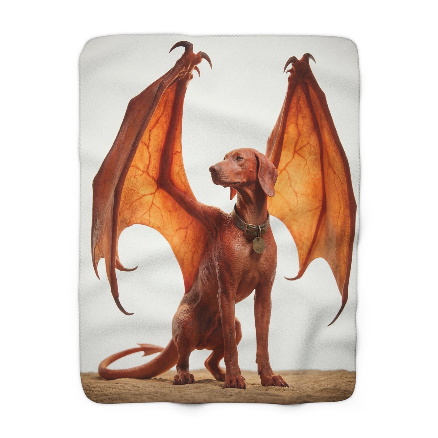 Winged Dog Sherpa Fleece Blanket – Amber Guardian Sentinel