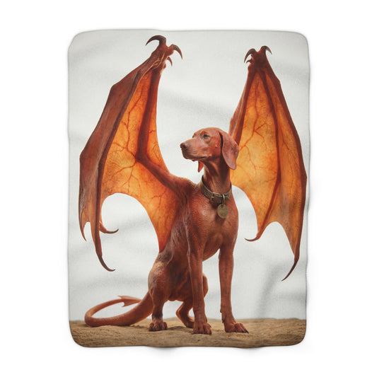 Winged Dog Sherpa Fleece Blanket – Amber Guardian Sentinel