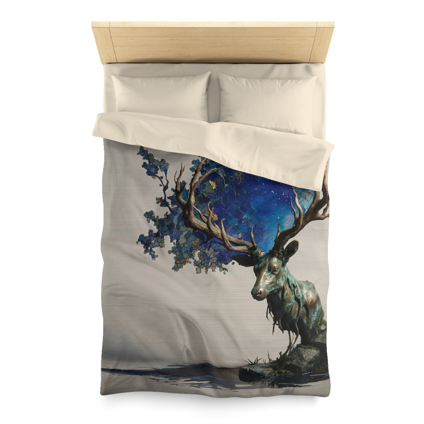 Celestial Stag Microfiber Duvet Cover – Starry Antler Dreamscape