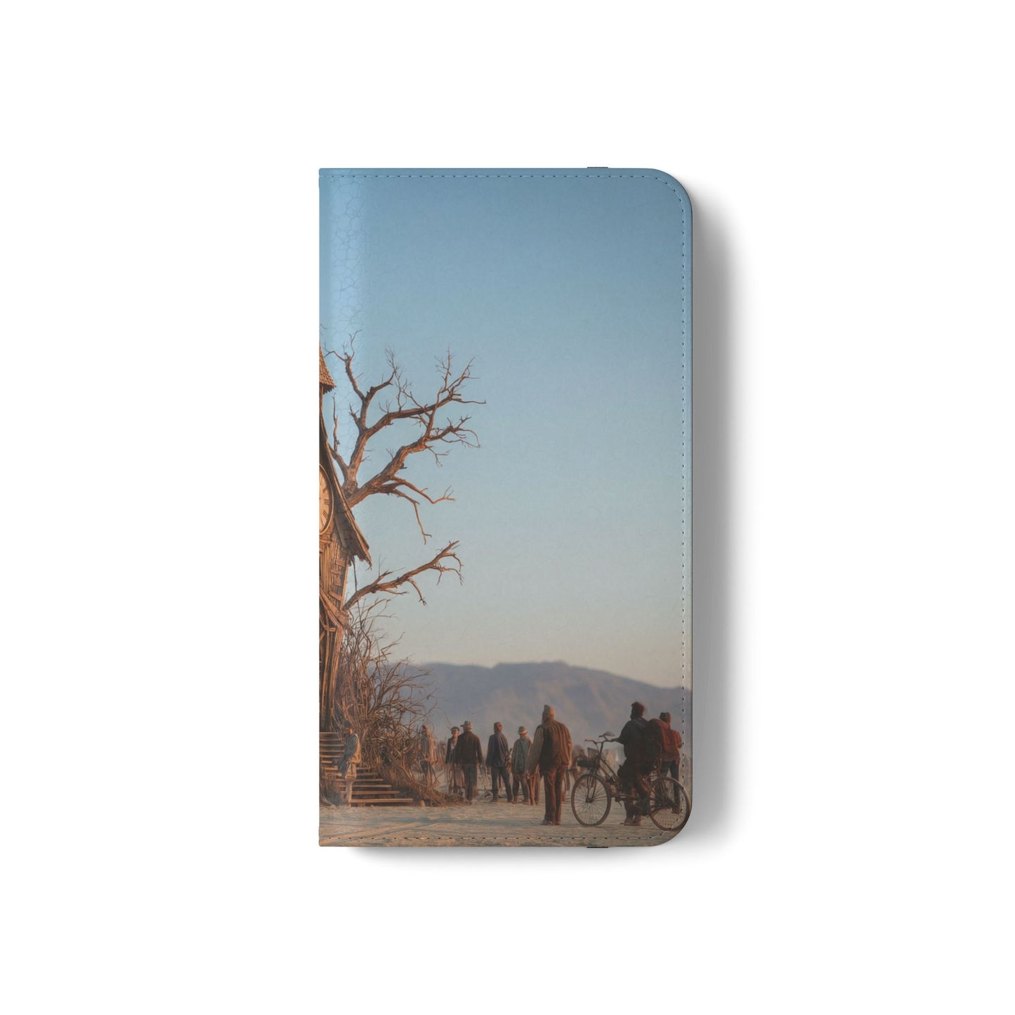 Clocktower Wanderers Flip Cases – Dusty Desert Sentinel Scene