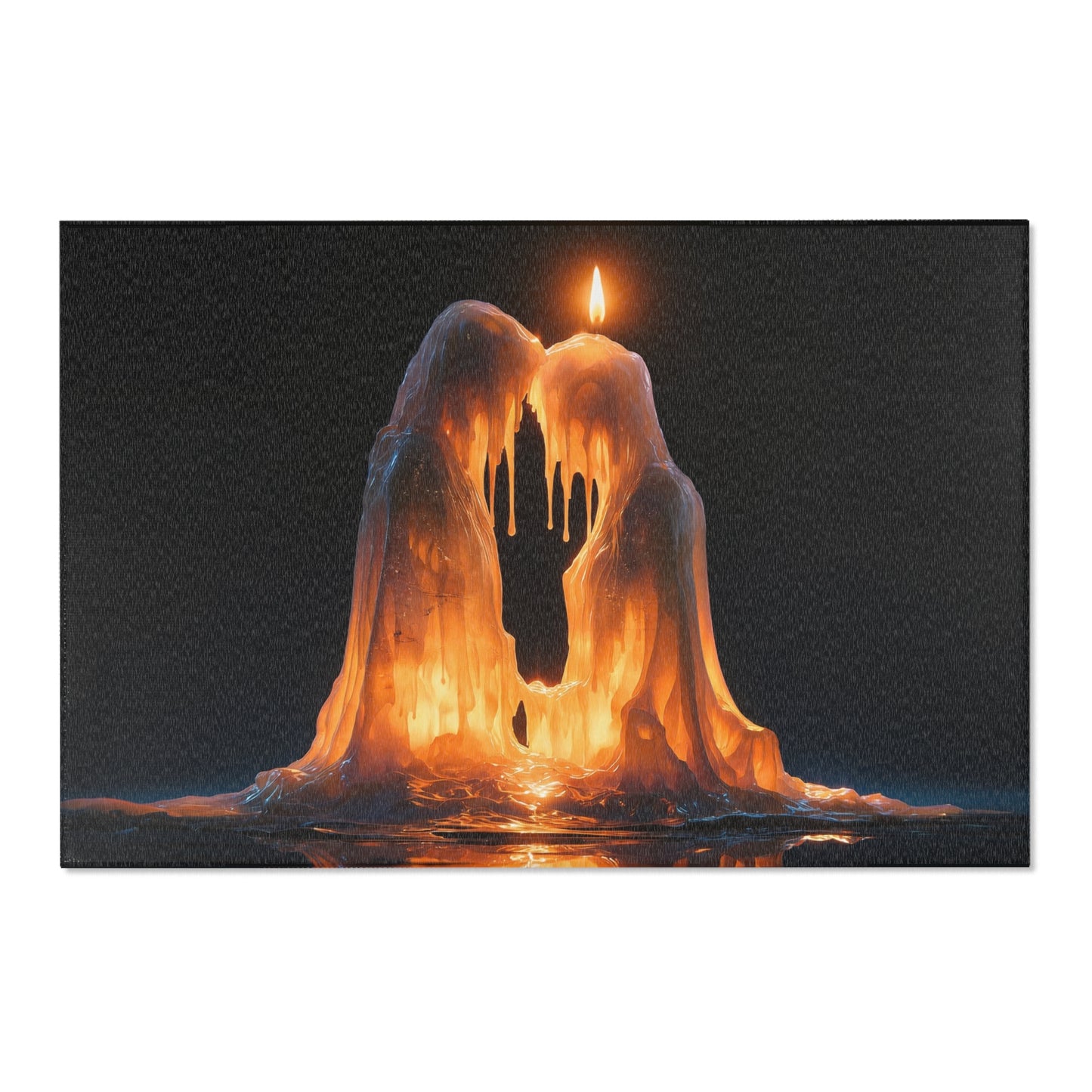 Luminous Candle Mountain Rug – Warm Glow Against Midnight Depths