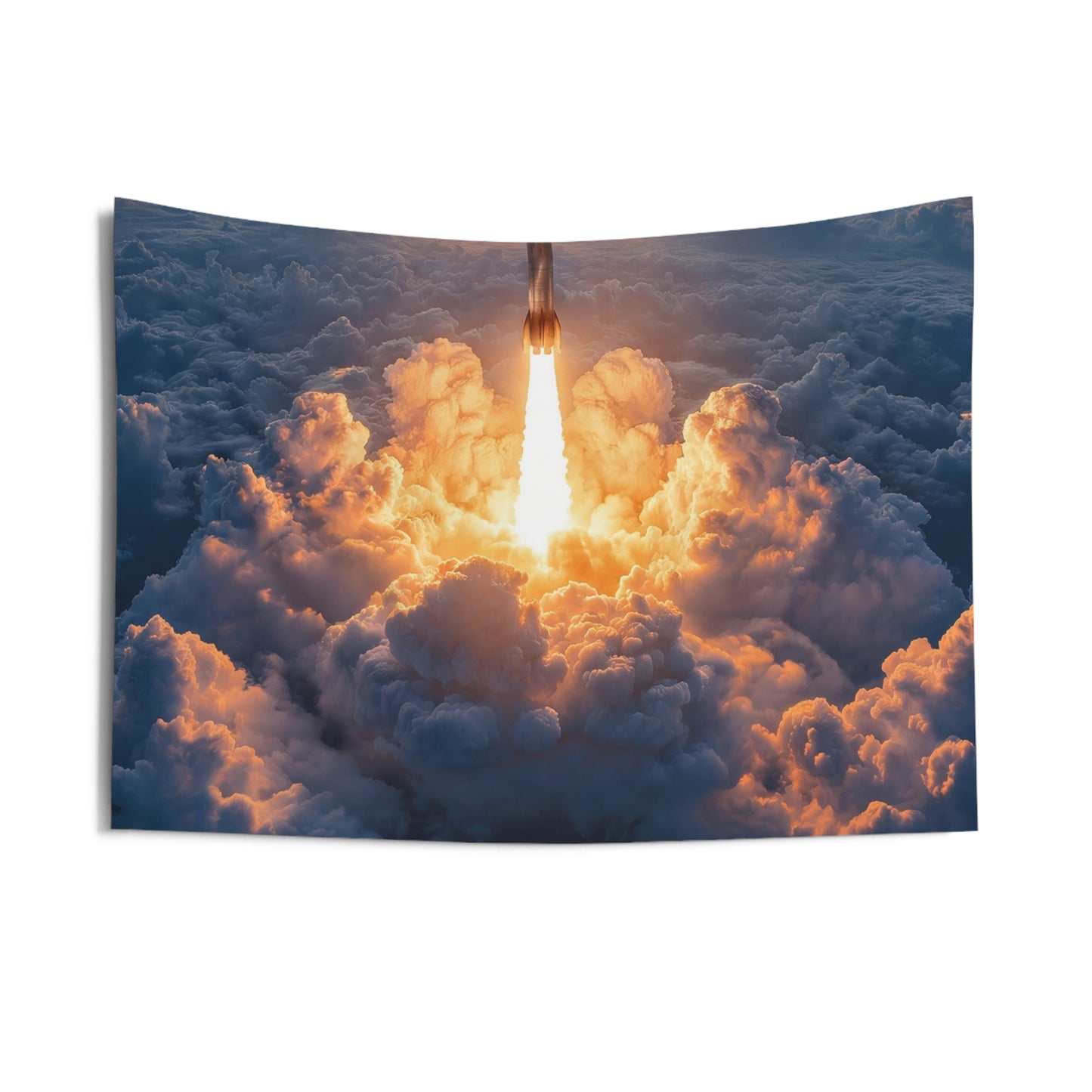 Rocket Ascension Indoor Wall Tapestries – Dawn’s Celestial Launch