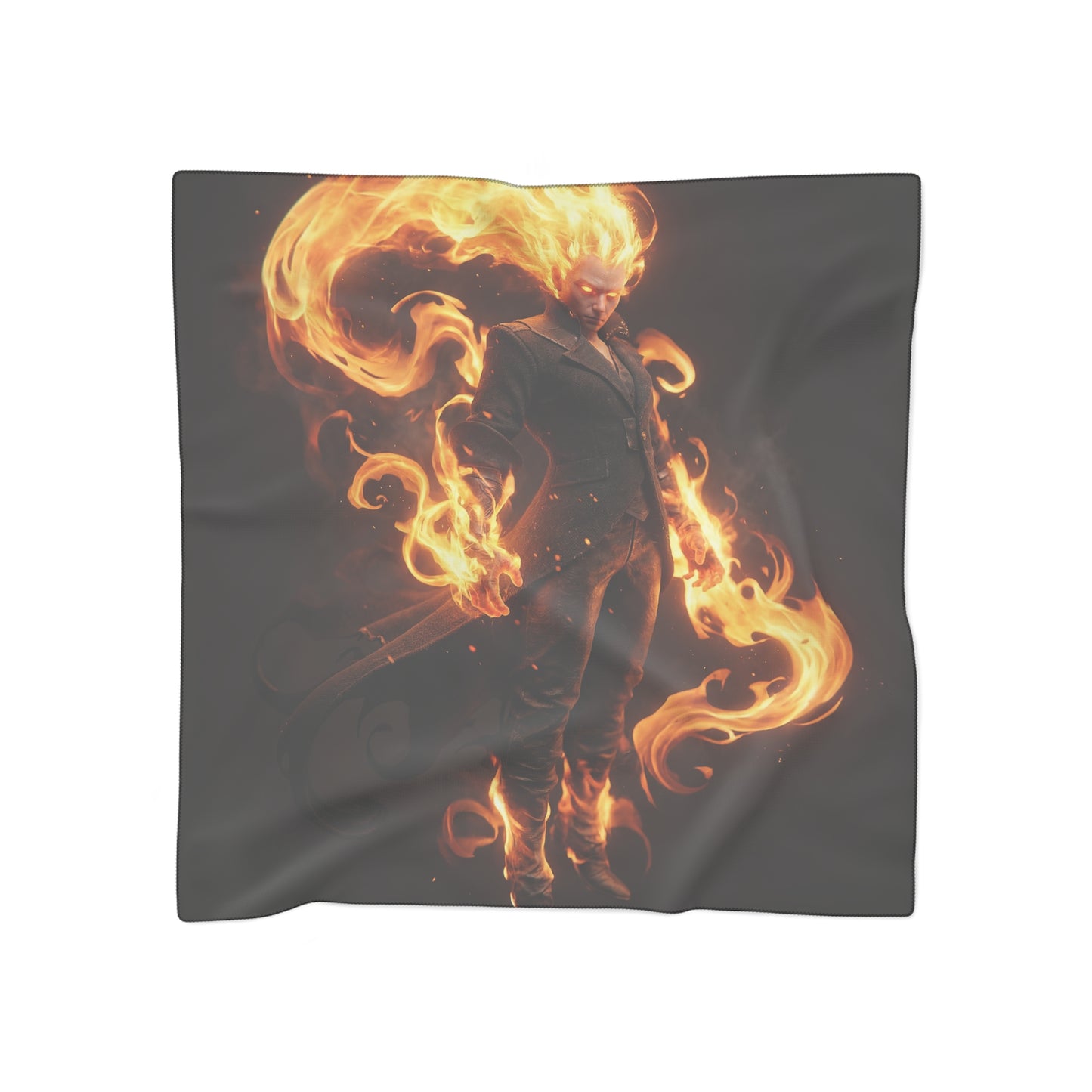 Flame-Wreathed Sentinel Poly Scarf – Embers of the Crimson Dawn