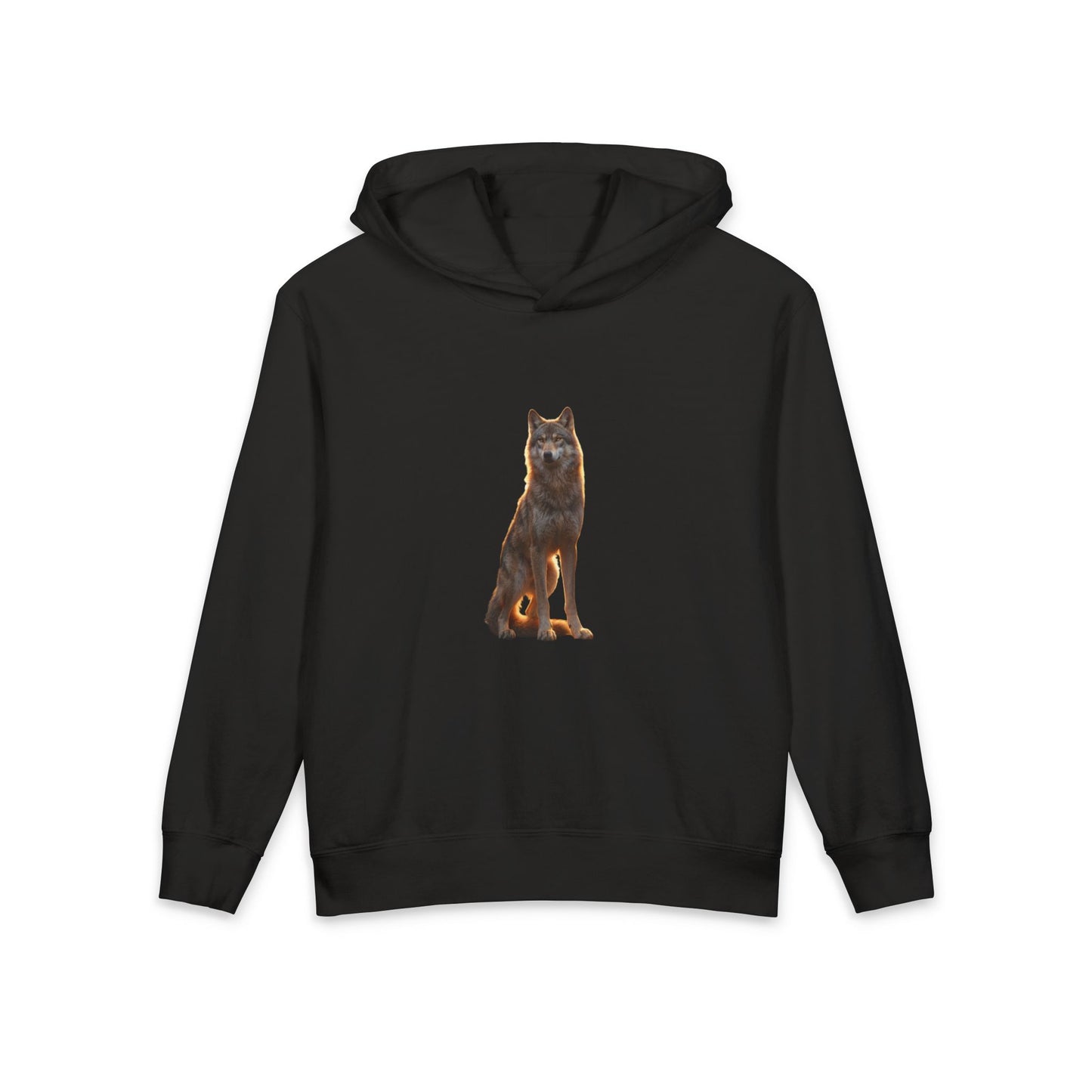 Golden Hour Wolf Youth Hoodie – Sunlit Sentinel Graphic Sweatshirt
