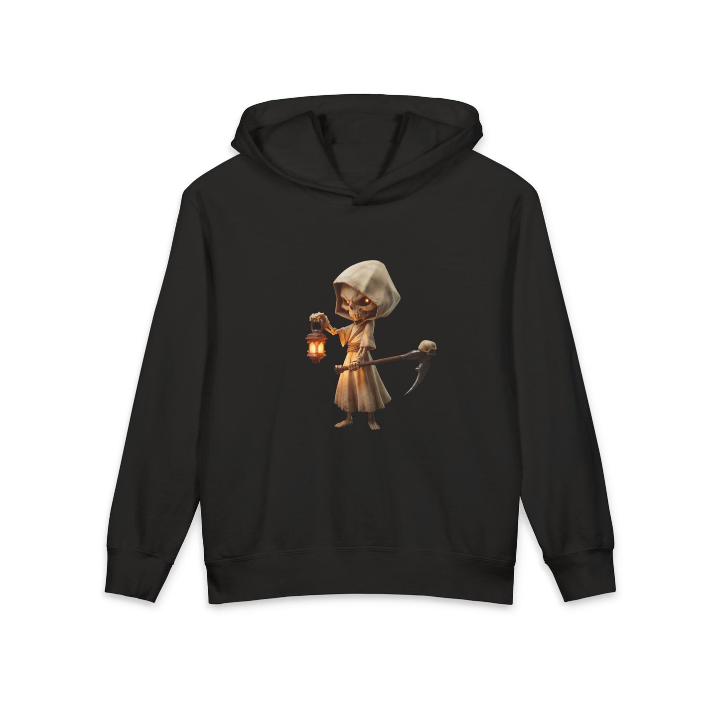 Lantern-Bearing Reaper Youth Hoodie – Glowing Bone Guardian Sentinel