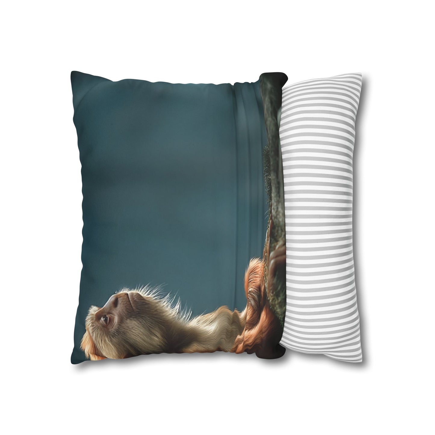 Winged Monkey Guardian Pillowcase – Amber Feathered Sentinel Resting on Moss