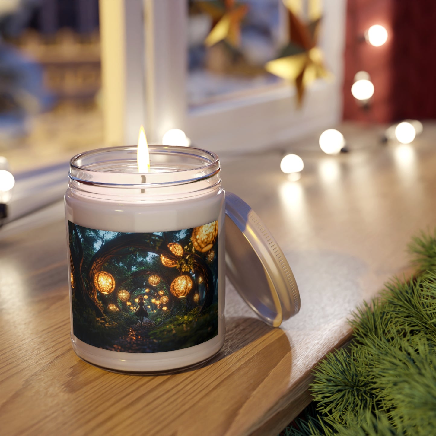 Luminous Forest Path Scented Soy Candles with White Lid, 9oz – Warm Glow Through Twisted Canopy