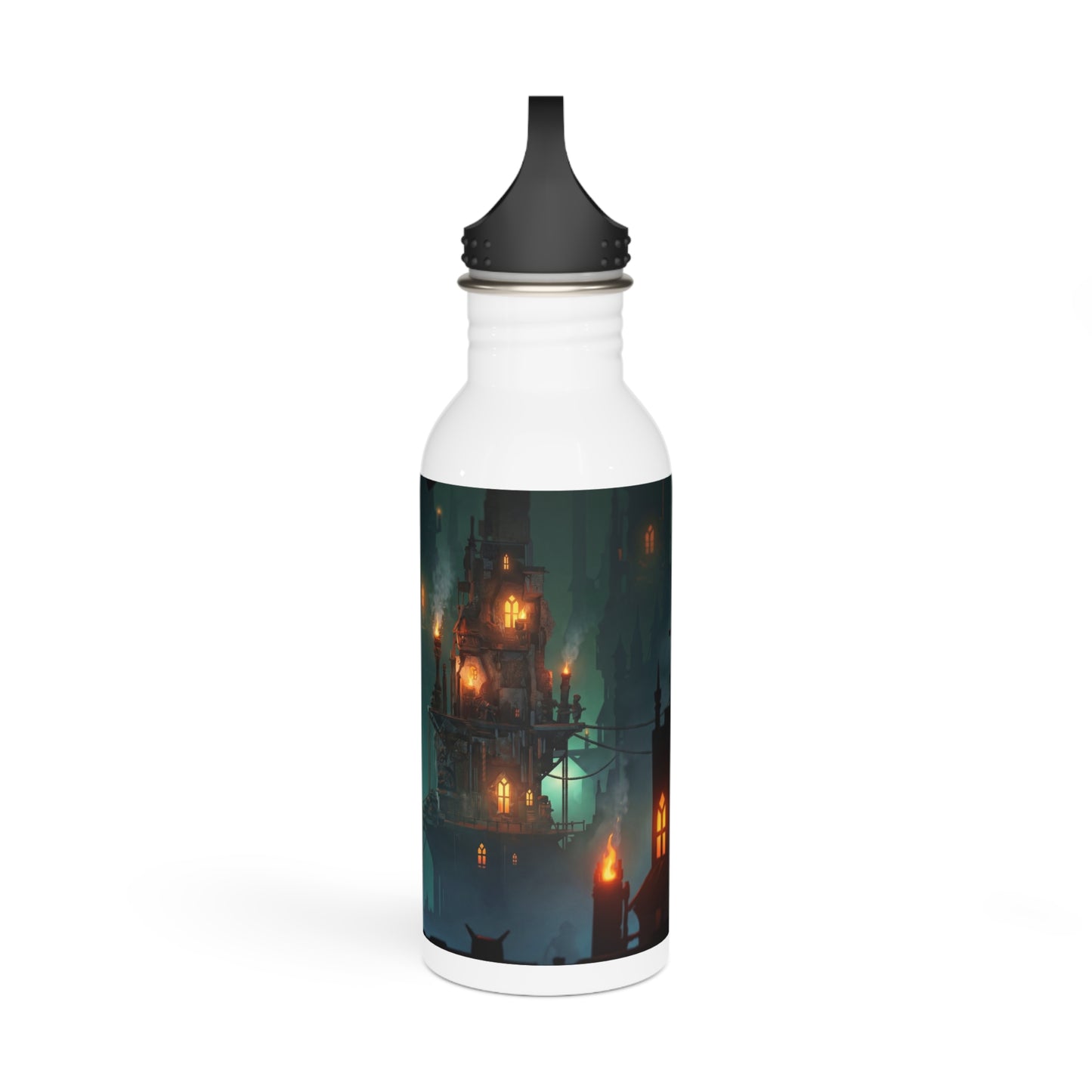 Floating City of Lanterns Stainless Steel Water Bottle – Glow of the Skyborne Spire