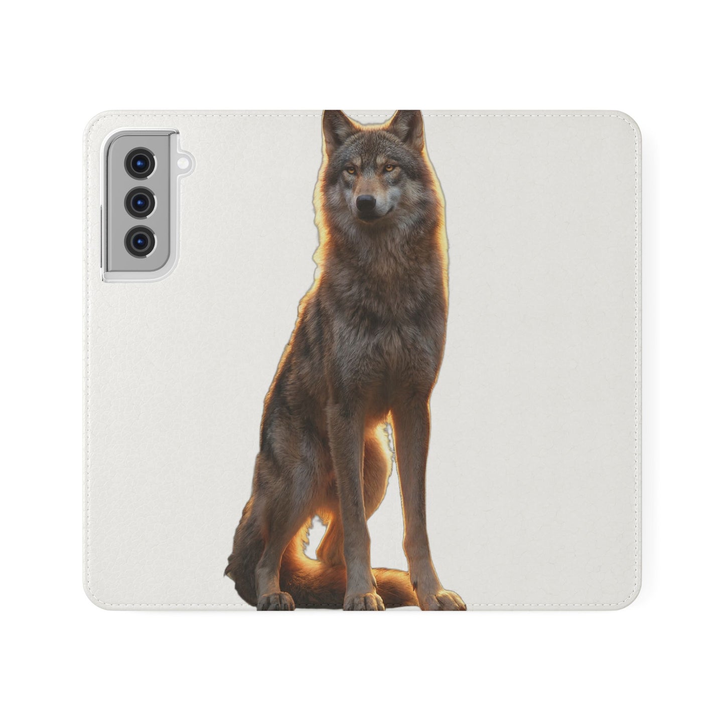 Sunlit Wolf Flip Cases – Golden Hour Sentinel Portrait
