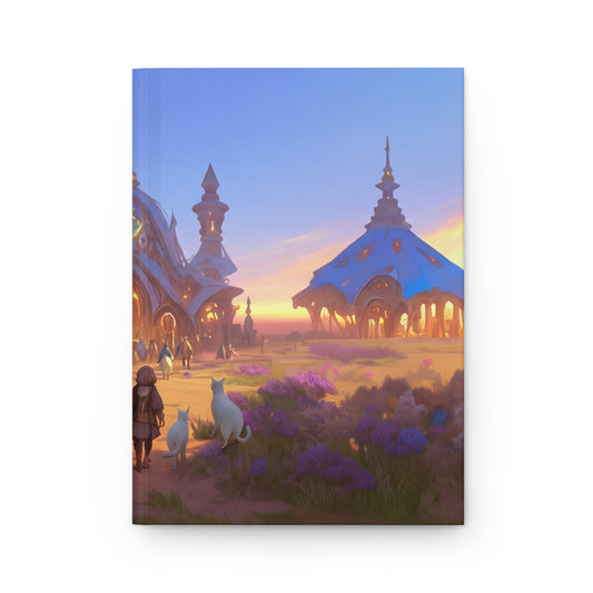 Twilight Cityscape Hardcover Journal Matte – Guided by Warm Light Through Dreaming Towers