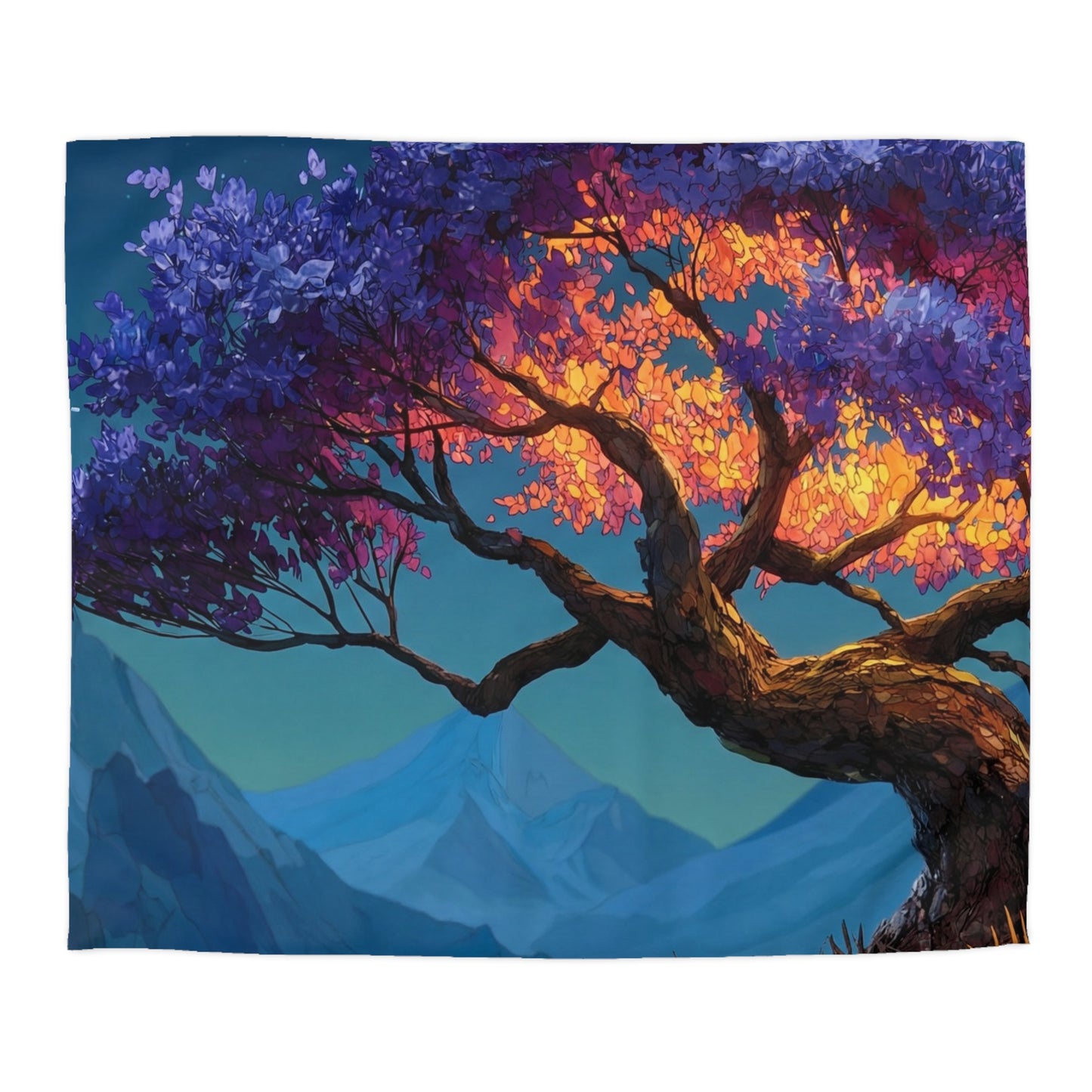 Celestial Tree Microfiber Duvet Cover – Twilight Bloom Sanctuary