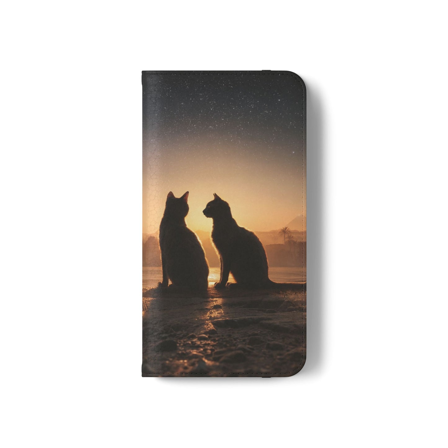 Pharaoh Cats Flip Cases – Starry Nile Guardians on the Bank