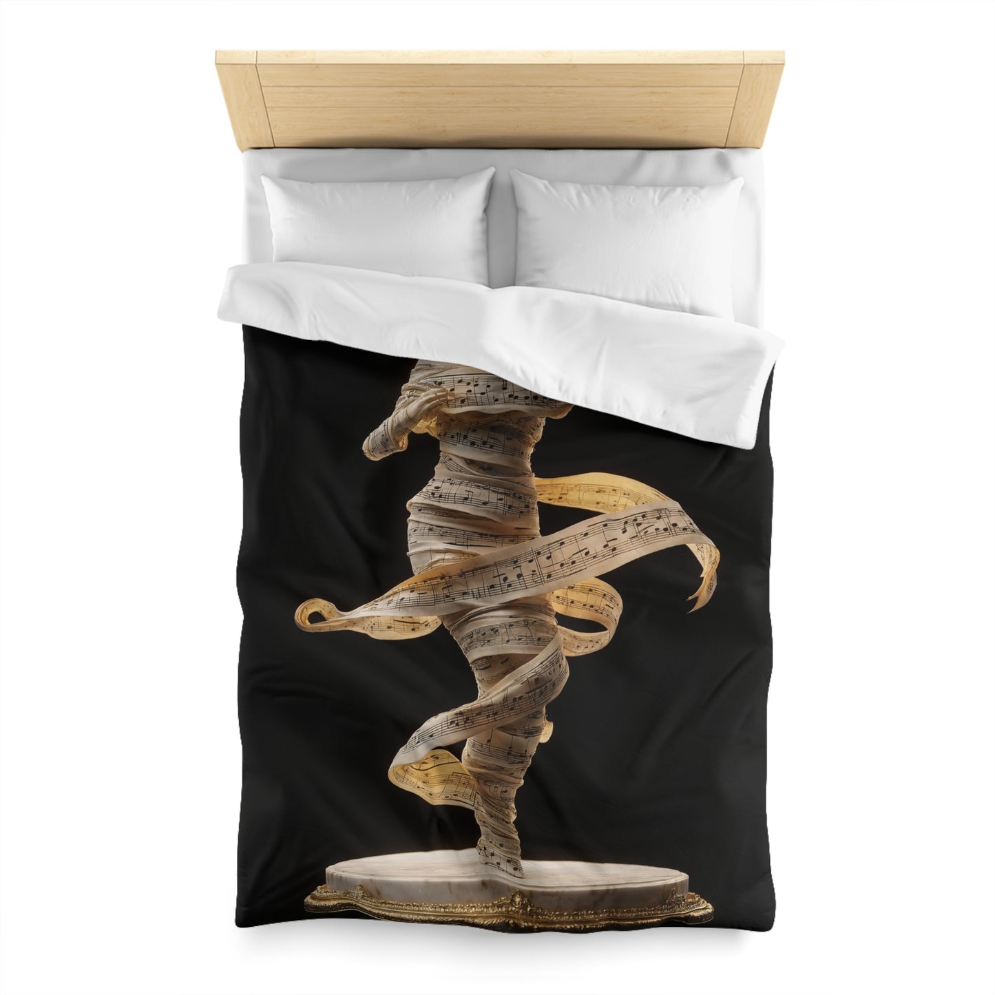 Melodic Muse Microfiber Duvet Cover – Whirling Symphony in Golden Light
