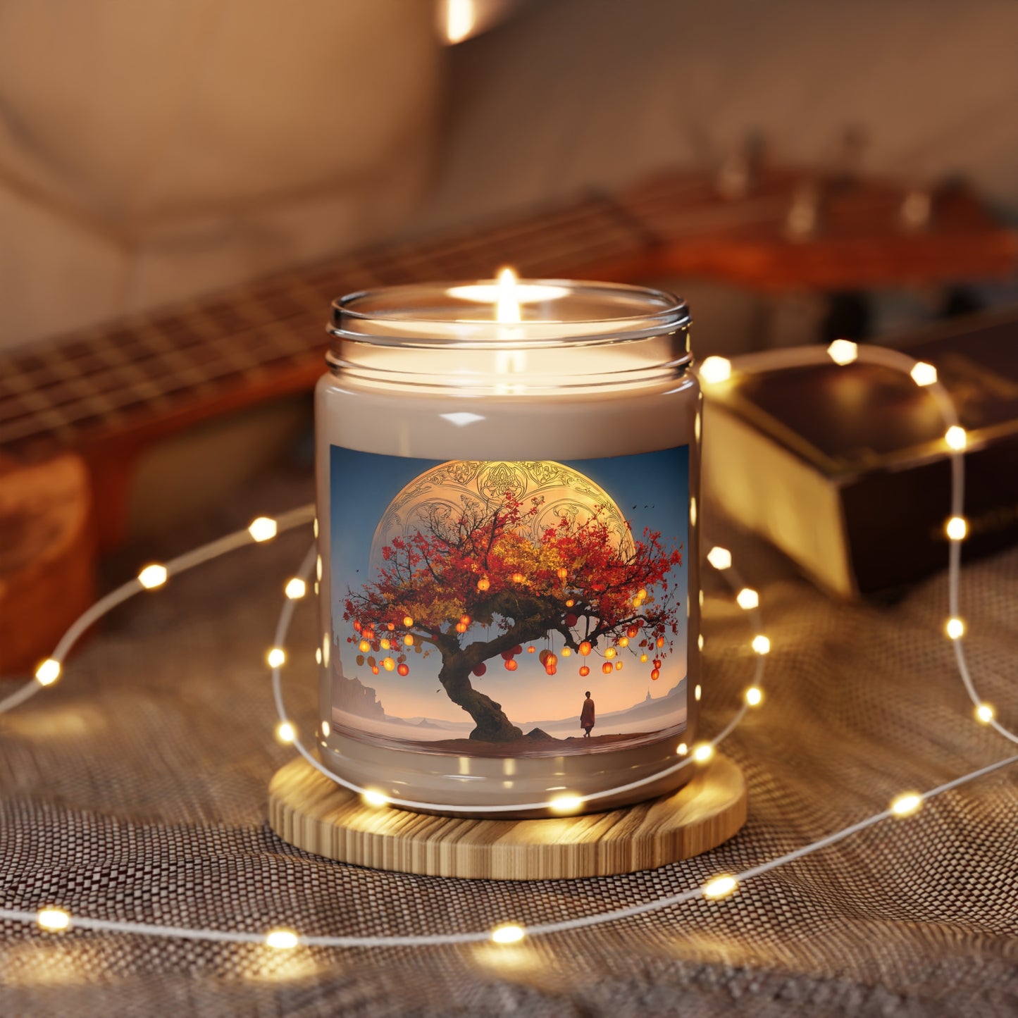 Lantern Tree Scented Soy Candles with White Lid, 9oz – Autumn’s Whisper Under a Celestial Moon