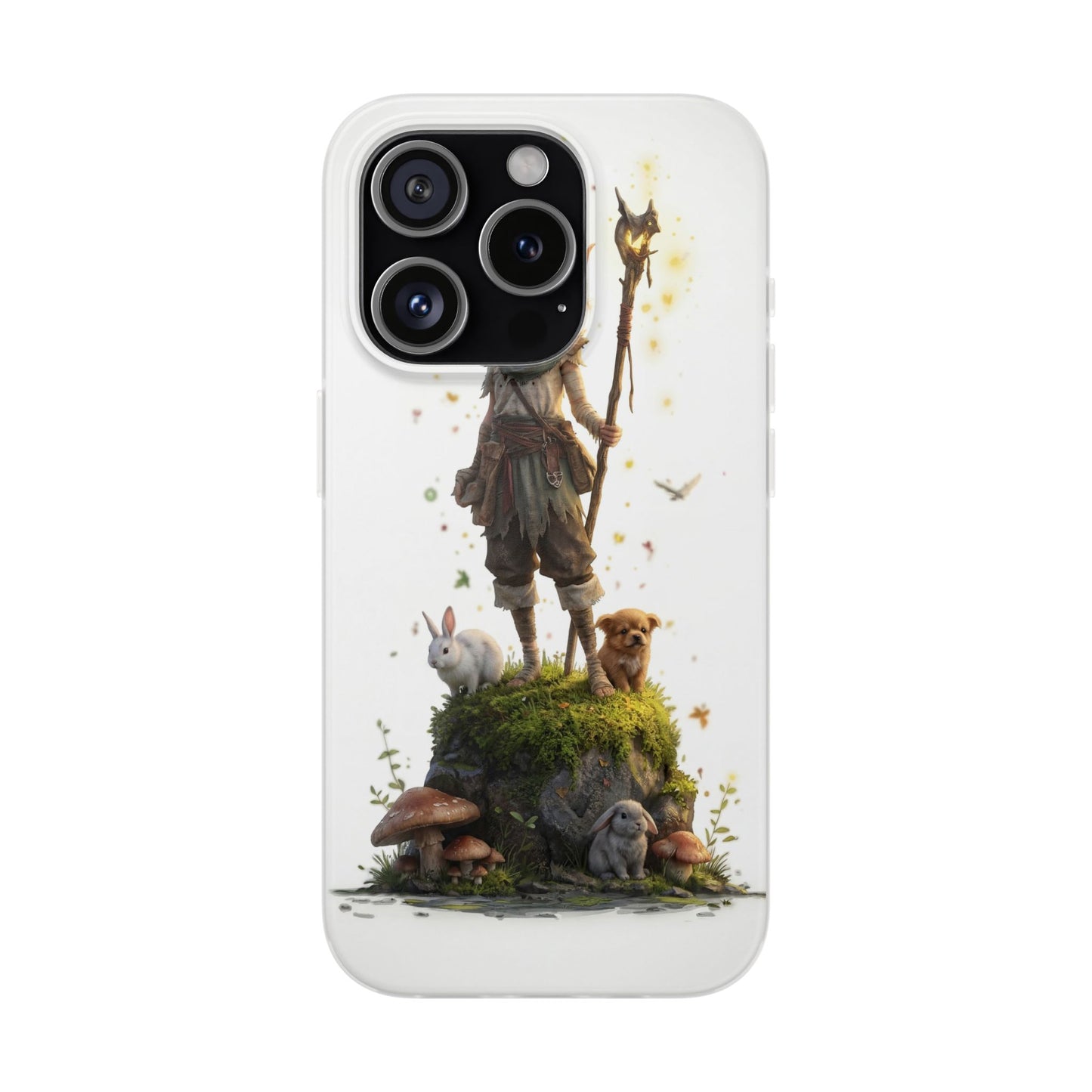 Forest Sentinel Flexi Cases – Glowing Antlered Child with Pet Companions