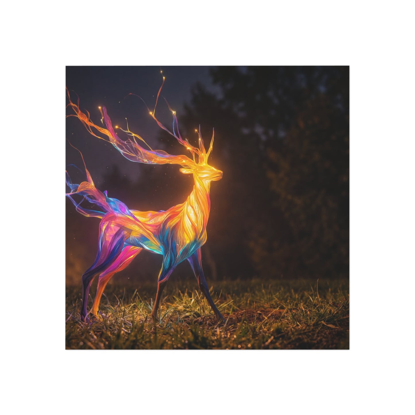 Chromatic Stag Square Magnet – Twilight Forest Luminescence