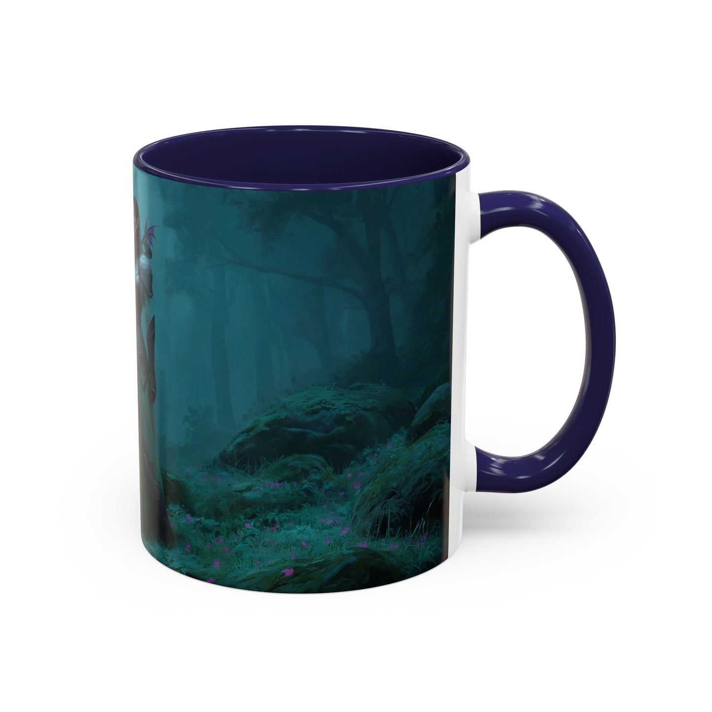 Glowing Sword Elf Sentinel Accent Coffee Mug (11, 15oz) – Misty Forest Guardian