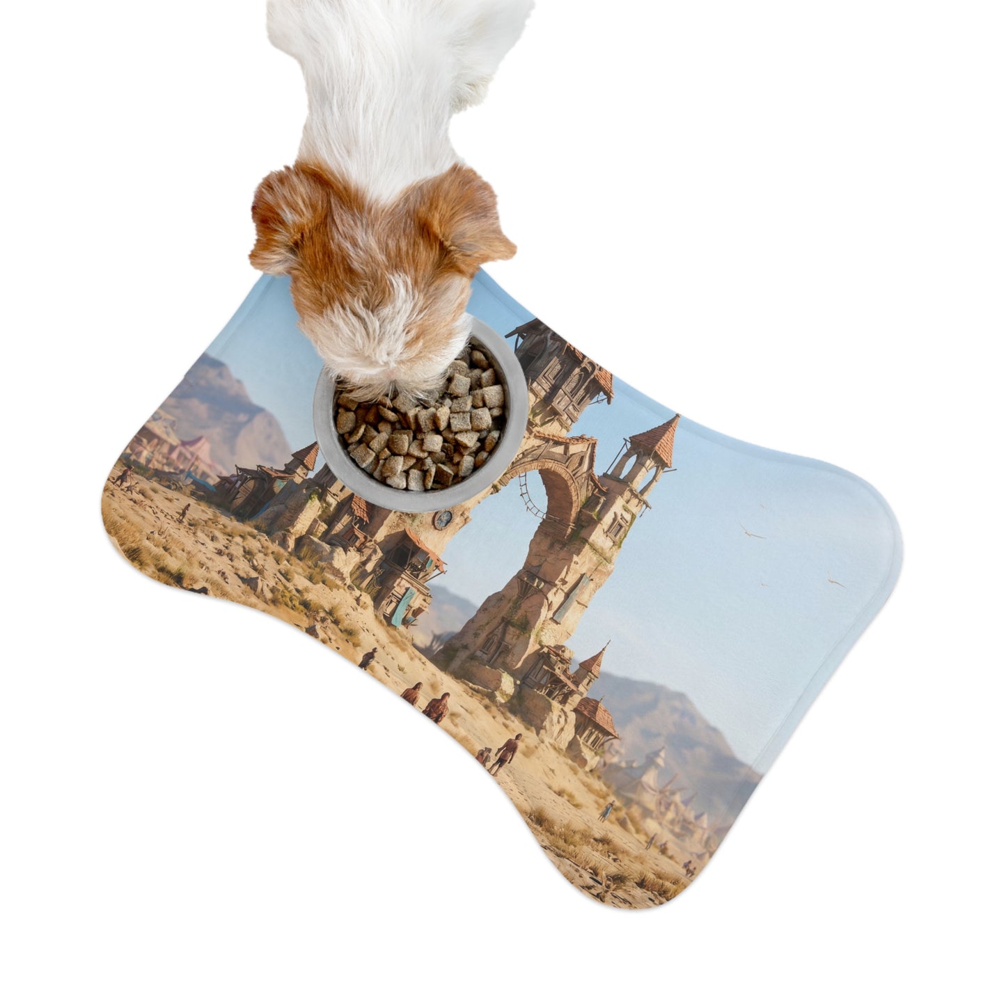Ruined Archway Pet Feeding Mats – Desert Fortress Gateway Scene