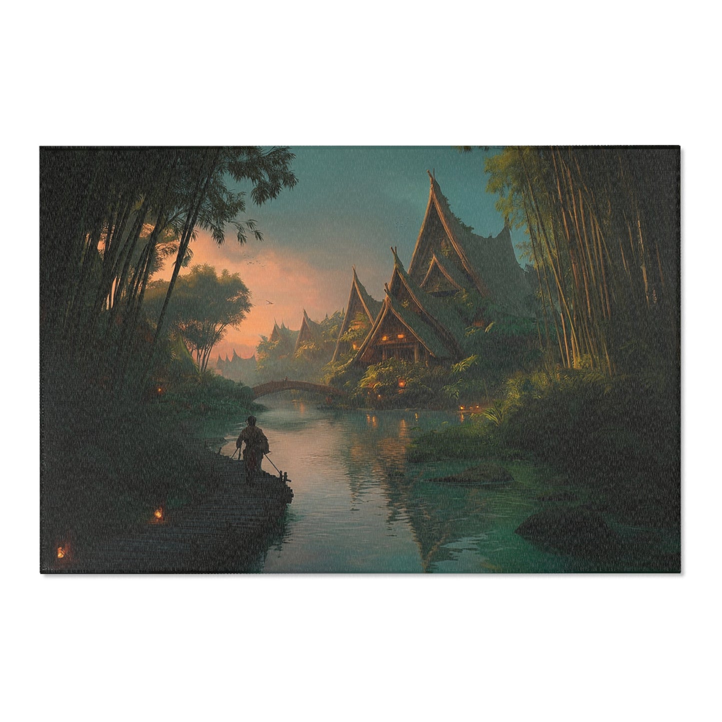 Bamboo River Village Rug – Twilight Waterway Serenity