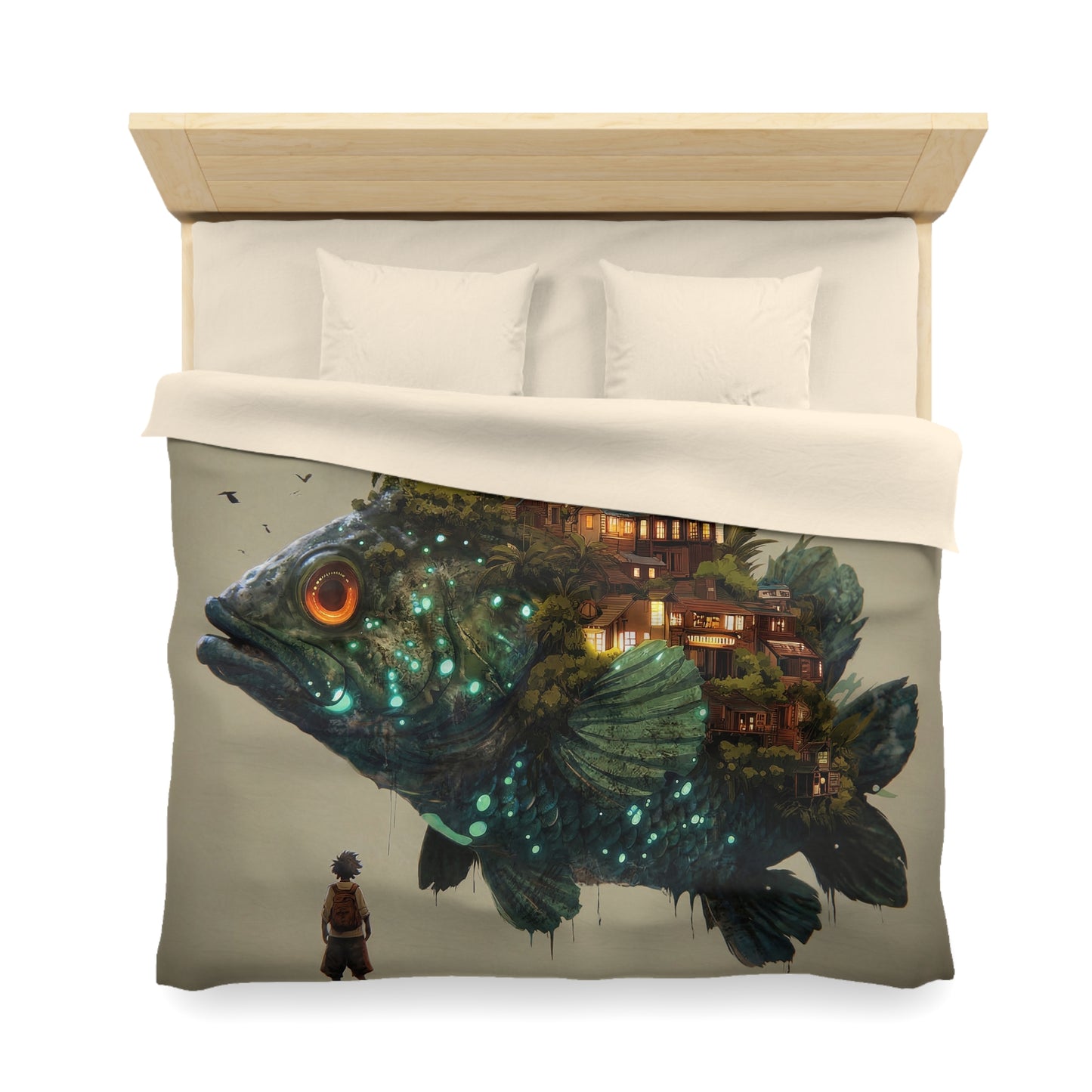 Bioluminescent Fish Village Microfiber Duvet Cover – Home Within the Deep