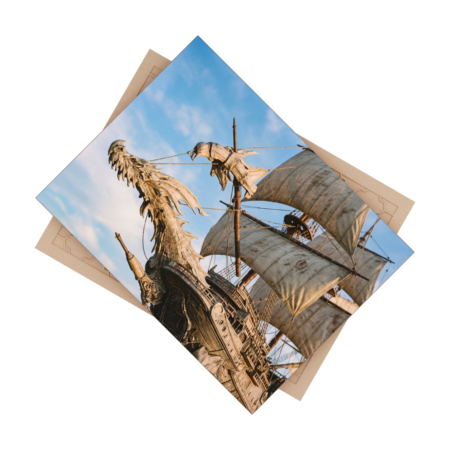 Dragonhead Galleon Ceramic Photo Tile – Sunlit Seascape Sovereign