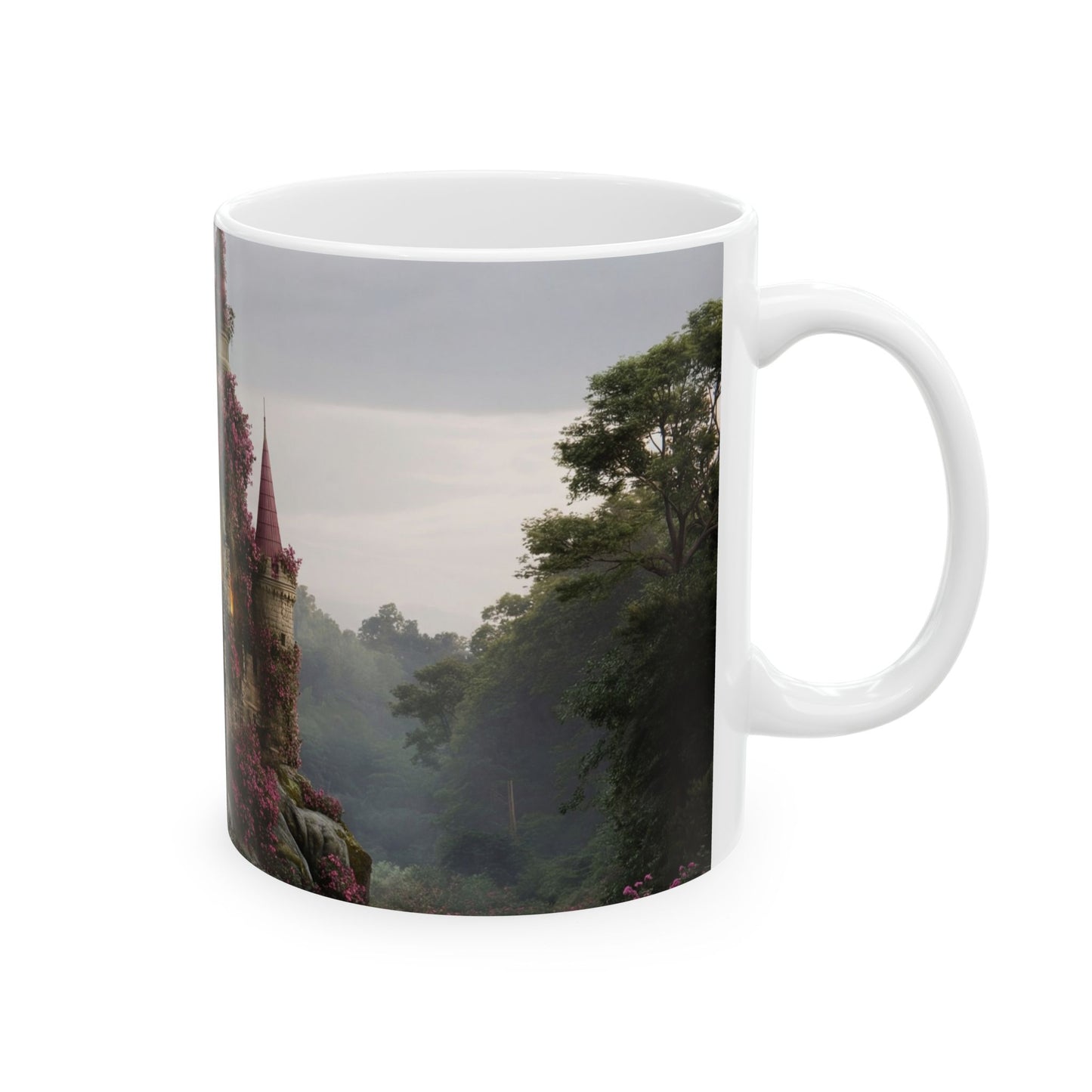 Rose-Clad Castle Ceramic Mug – Twilight Bloom Sanctuary