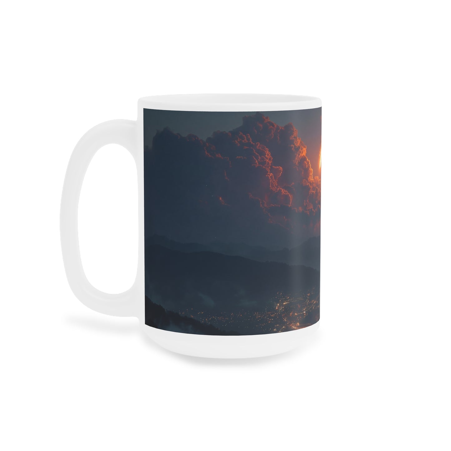 Celestial Fireball Ceramic Mugs (11oz\15oz\20oz) – Skyfall Over Mountain Twilight