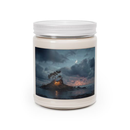 Moonlit Sentinel Scented Soy Candles with White Lid, 9oz – Island Refuge at Dusk
