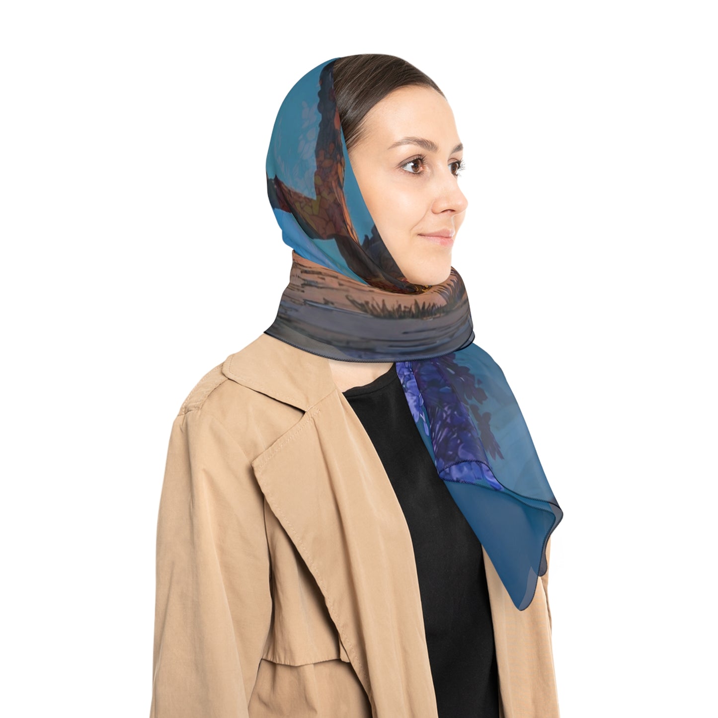 Celestial Tree Poly Scarf – Twilight Bloom Dreamscape