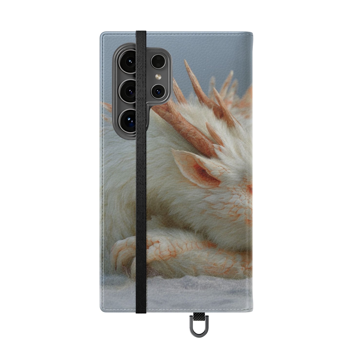 Sleeping Child and Dragon Flip Cases – Snowy Guardian Embrace