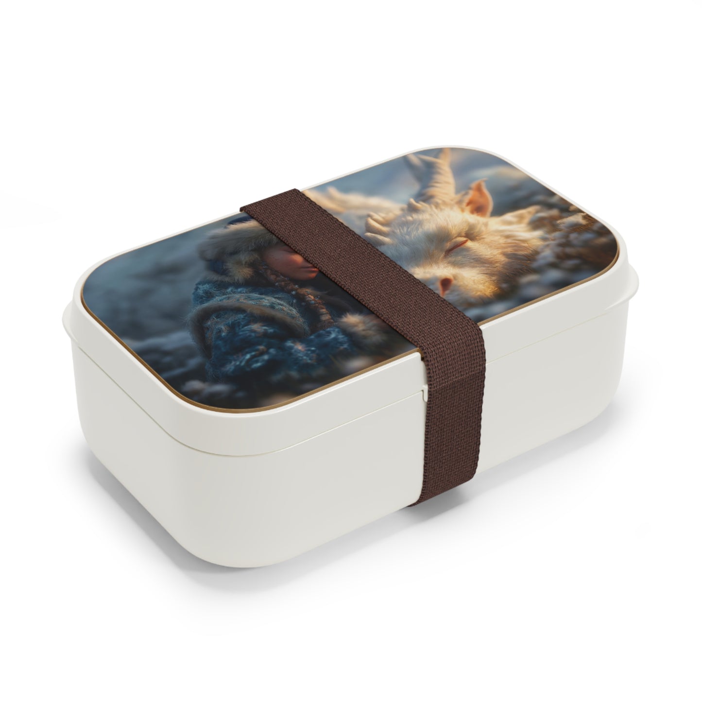 Young Guardian and White Dragon Bento Lunch Box – Snow-Capped Sentinel Resting
