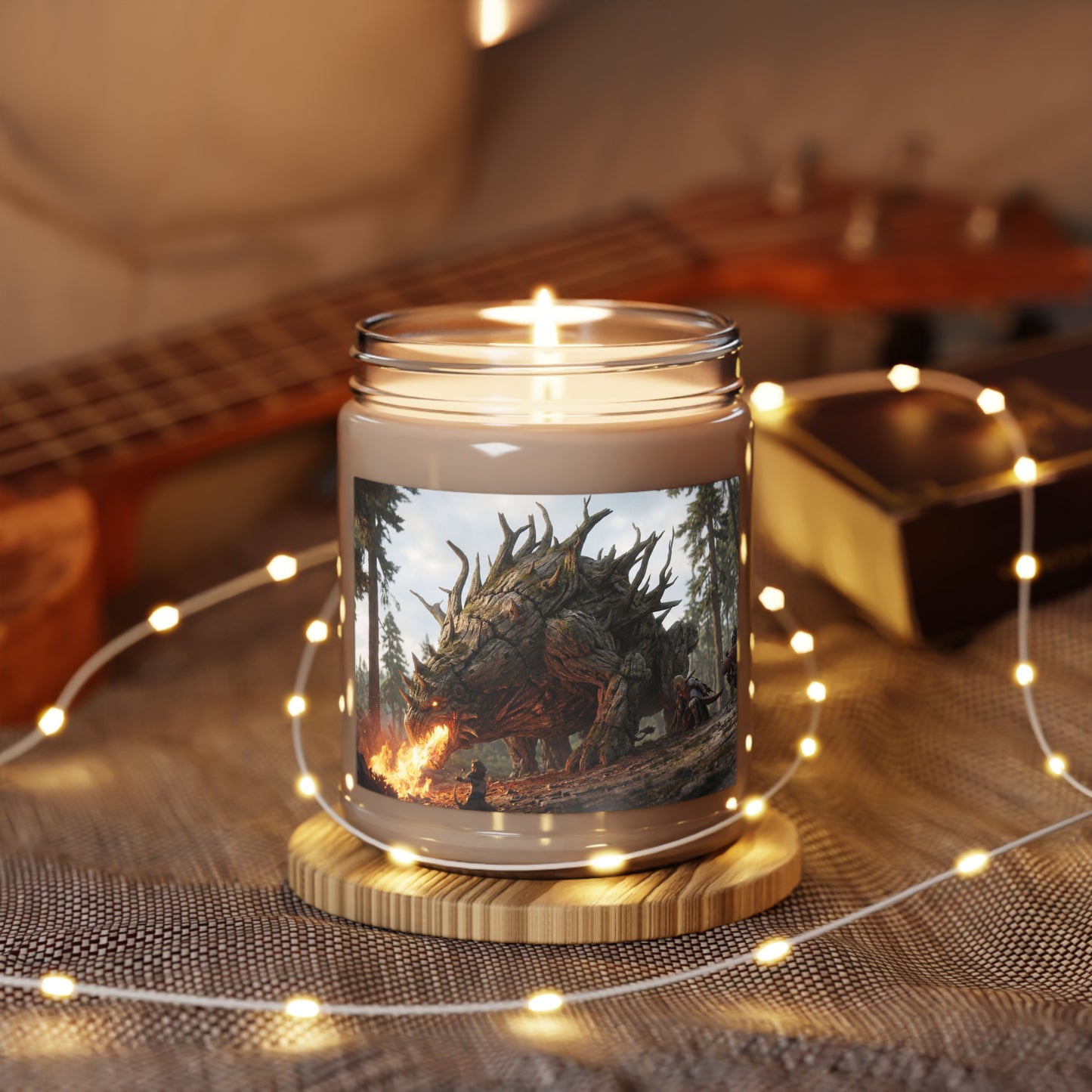 Ancient Wood Dragon Scented Soy Candles with White Lid, 9oz – Forest Fireheart Encounter