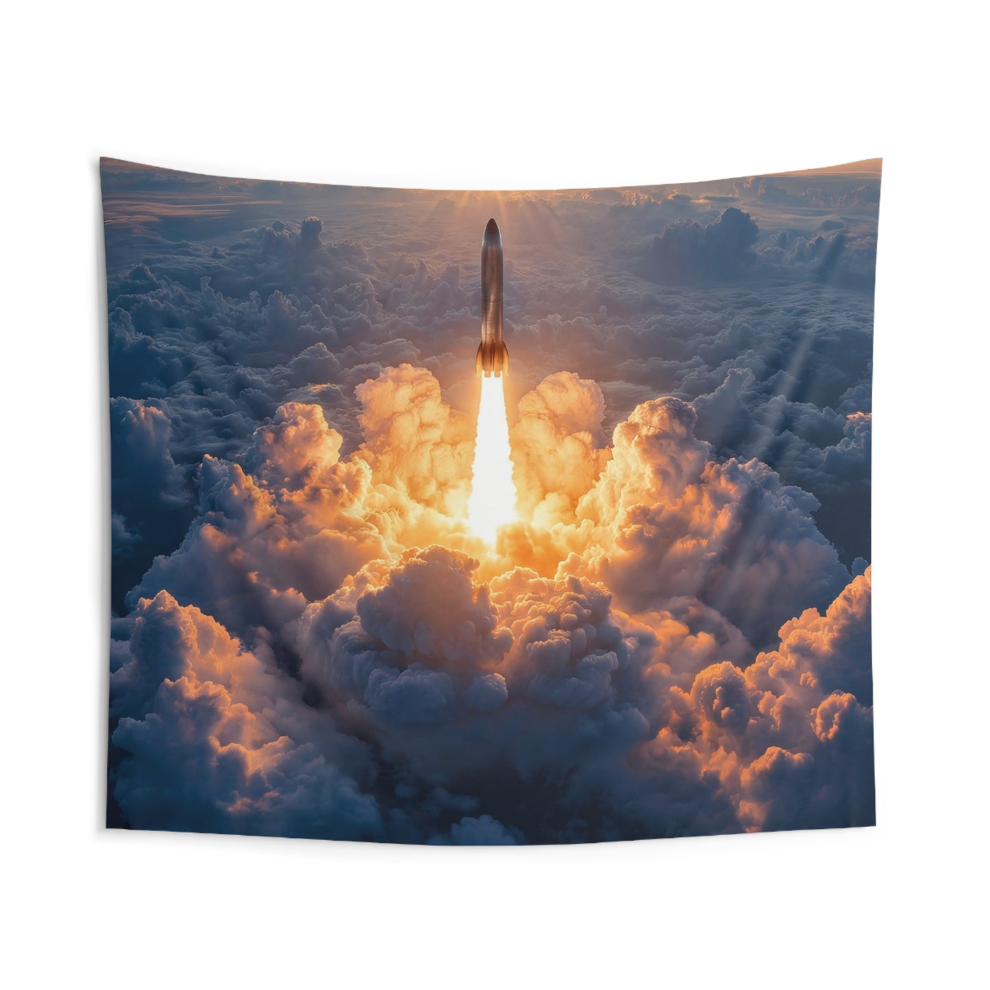 Rocket Ascension Indoor Wall Tapestries – Dawn’s Celestial Launch