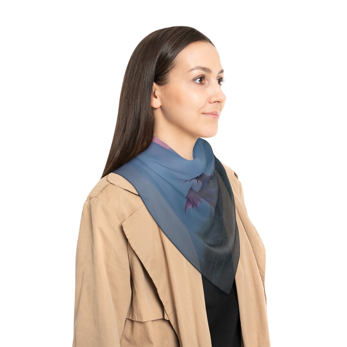 Dragon Sentinel Poly Scarf – Twilight Peaks and Quiet Smoke