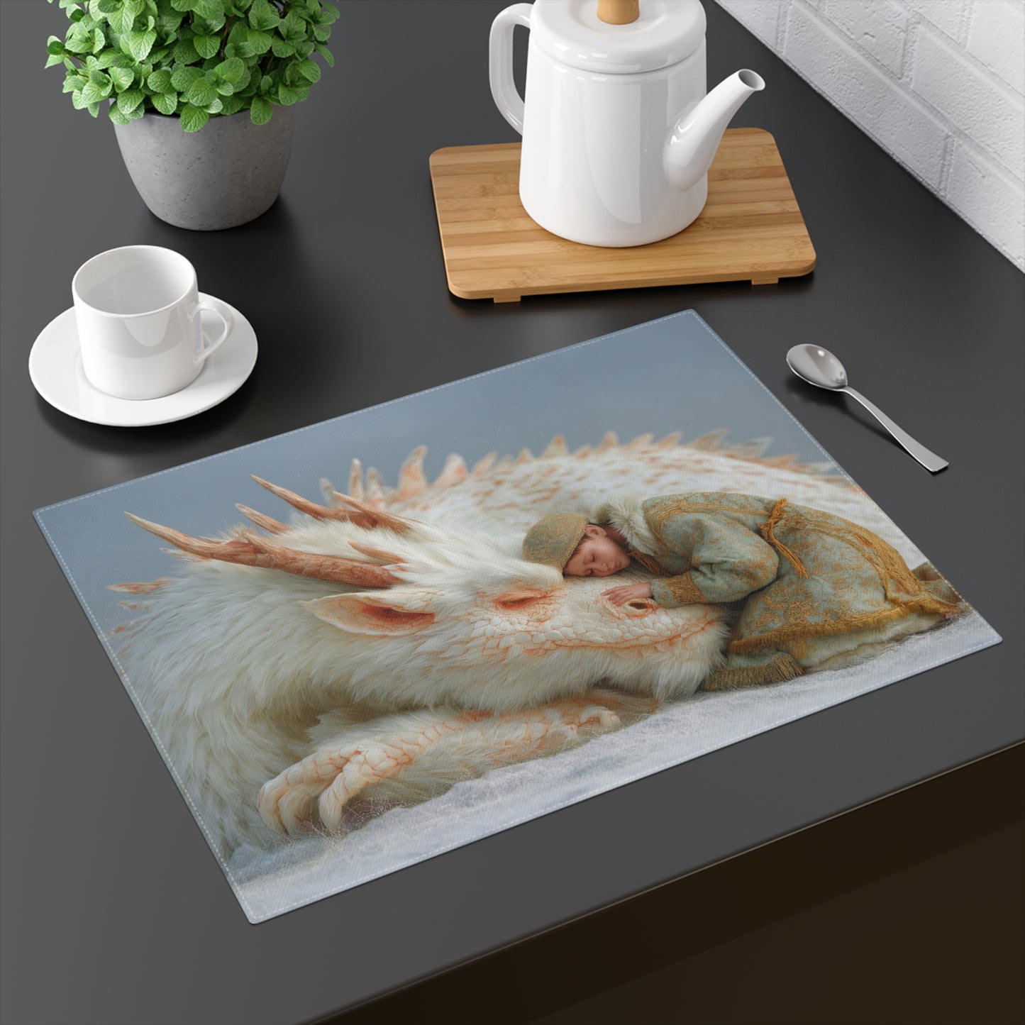 Snowbound Dragon Companion Placemat – Gentle Winter Dream for Your Table
