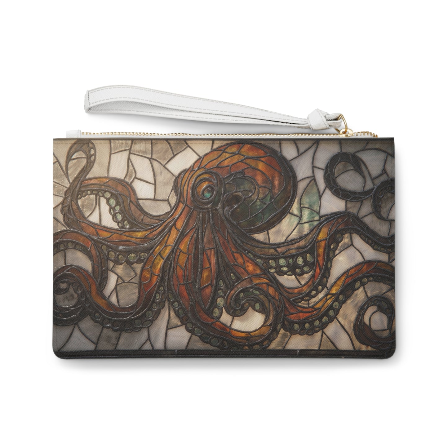 Stained Glass Octopus Clutch Bag – Amber Tide Guardian