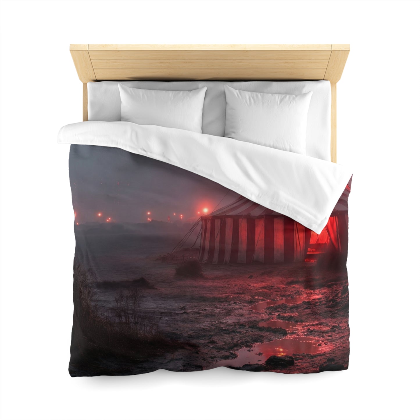 Crimson Carnival Tent Microfiber Duvet Cover – Whispers of the Fogbound Ring