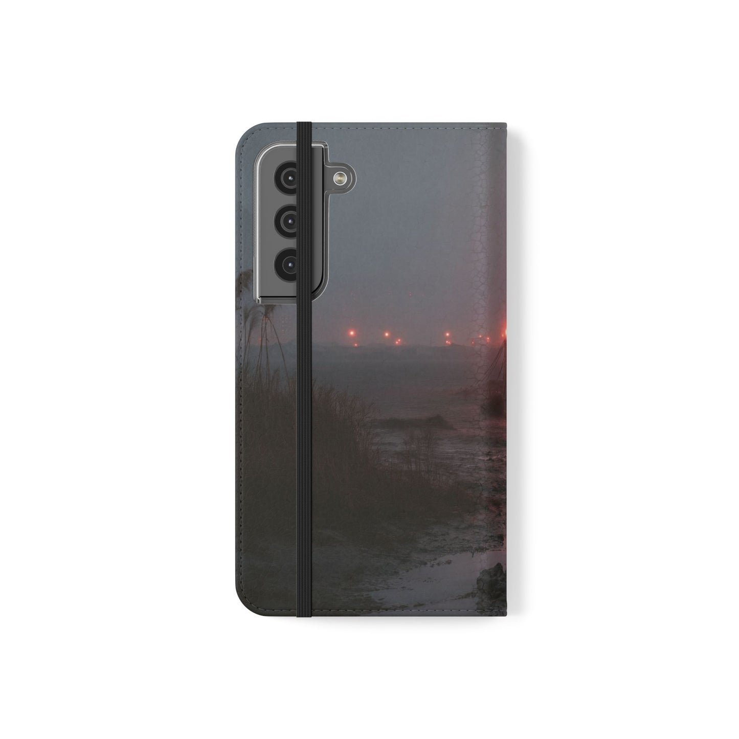 Crimson Circus Tent Flip Cases – Misty Coastside Lantern Scene