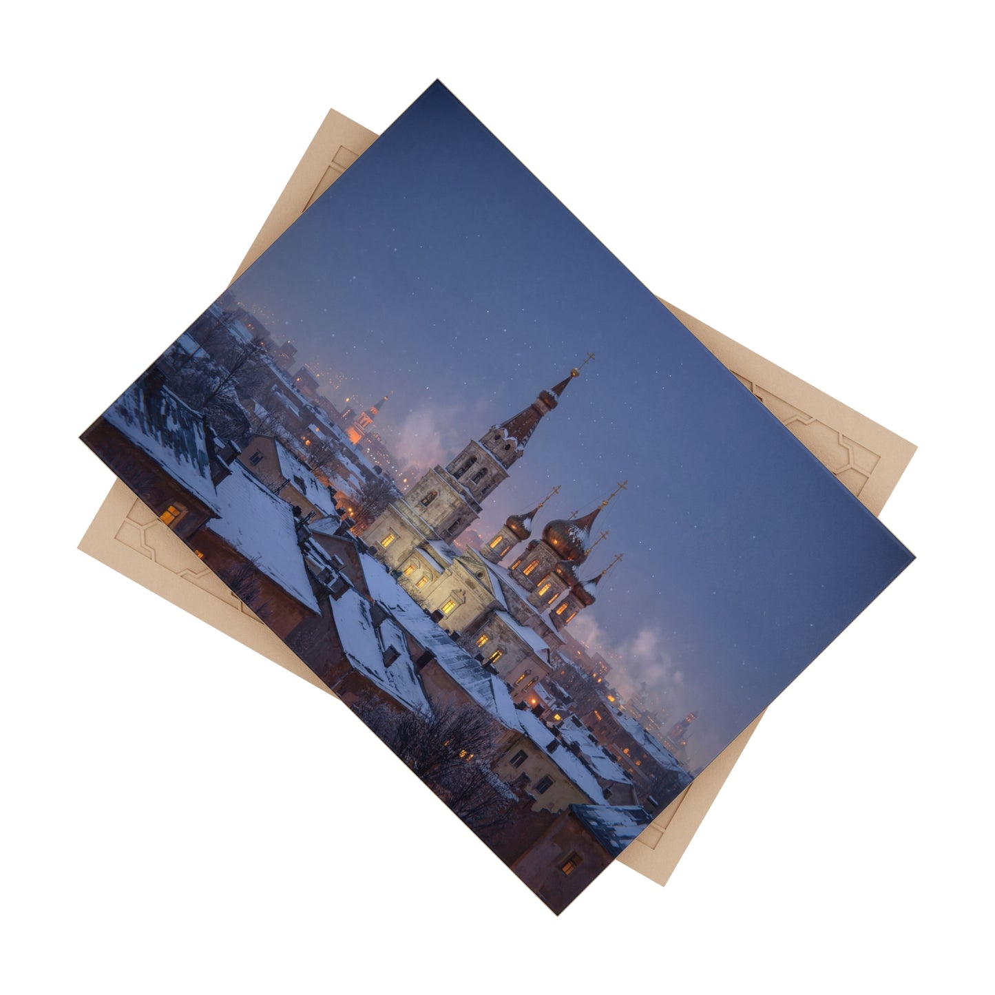 Snow-Dusted Cathedral Ceramic Photo Tile – Winter’s Quiet Hymn
