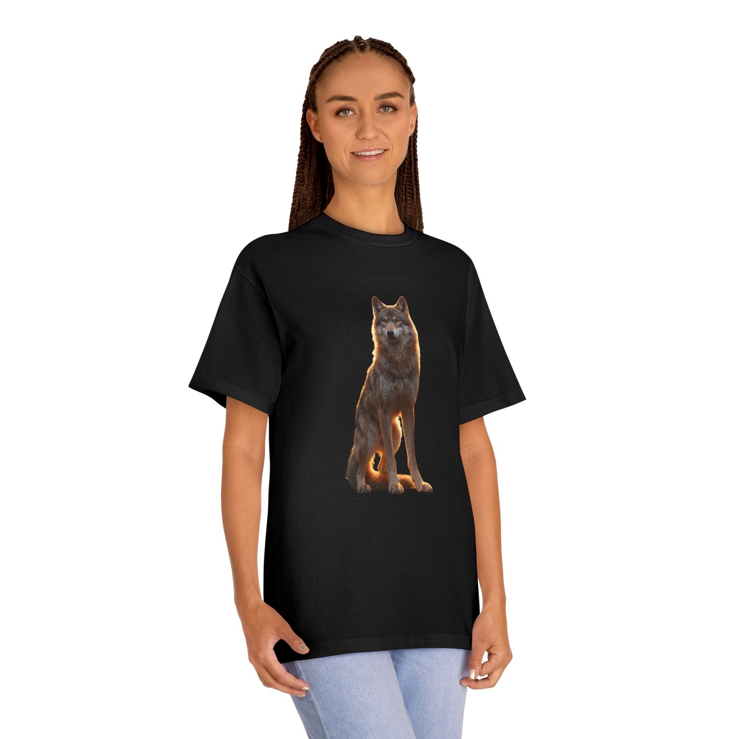 Guardian Wolf Classic Tee – Golden Hour Sentinel Portrait