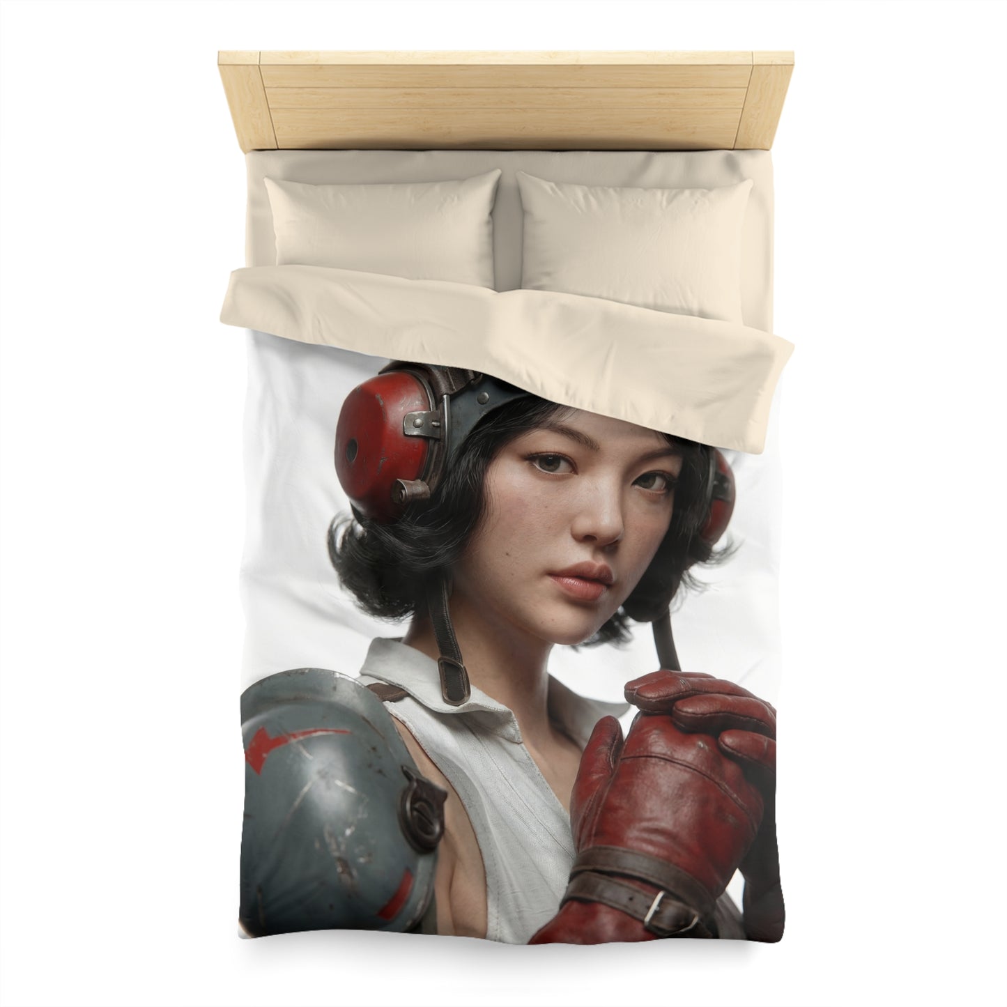 Aviator’s Gaze Microfiber Duvet Cover – Crimson Gloves and Skyward Resolve