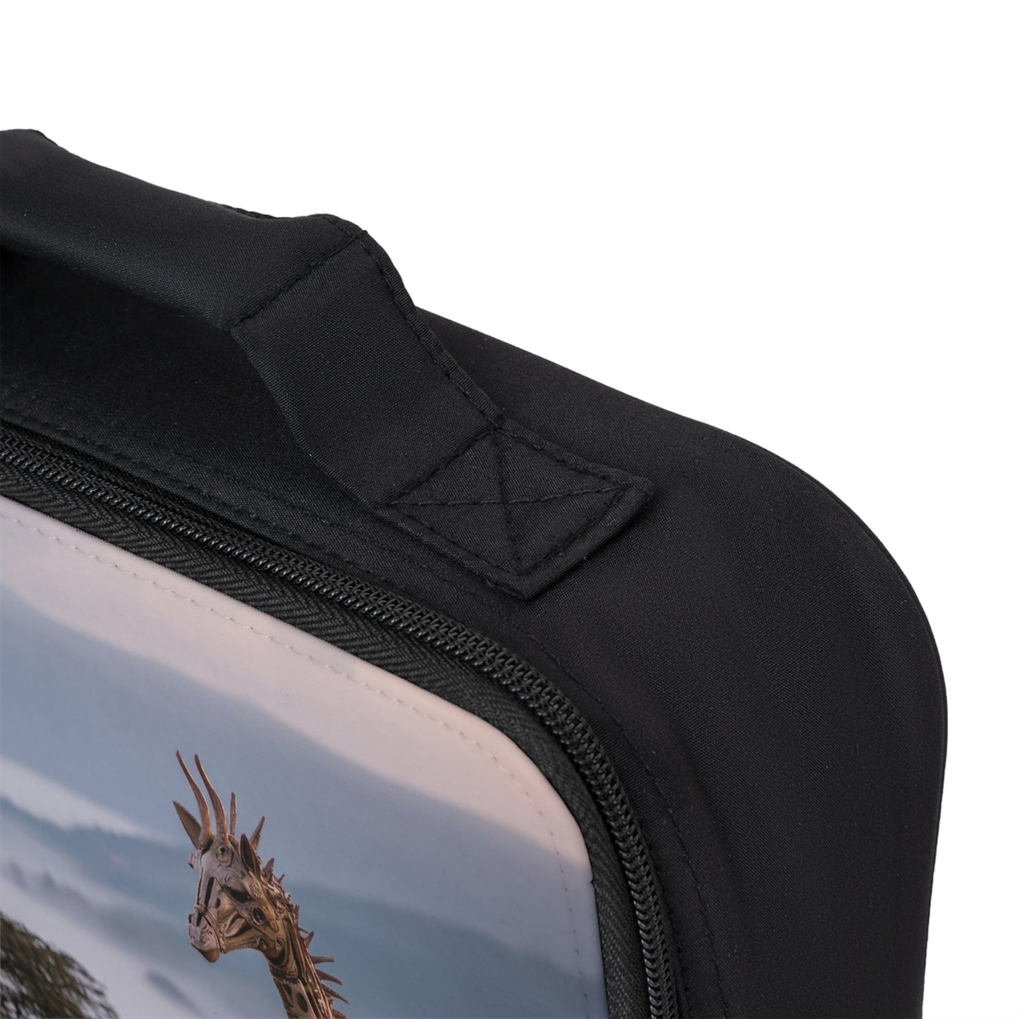 Mechanical Giraffe Lunch Bag – Sunset Sentinel of the Misty Highlands