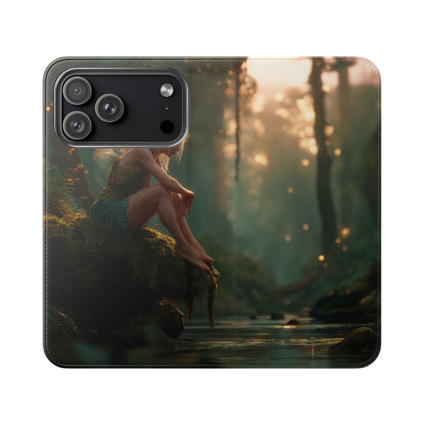 Mossy Bank Fairy Flip Cases – Golden Hour Sentinel Portrait