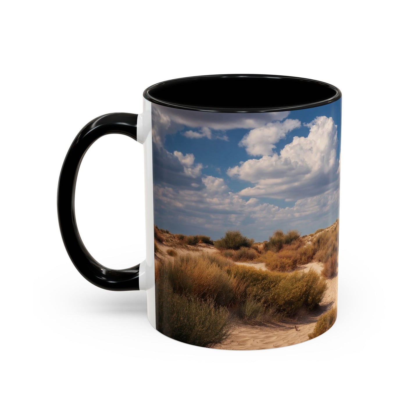 Desert Shipwreck Accent Coffee Mug (11, 15oz) – Golden Sandscape Voyage