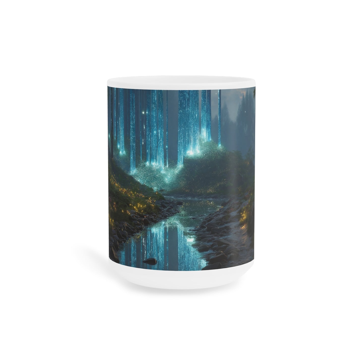 Celestial Forest Stream Ceramic Mugs (11oz\15oz\20oz) – Whispering Light in the Mist