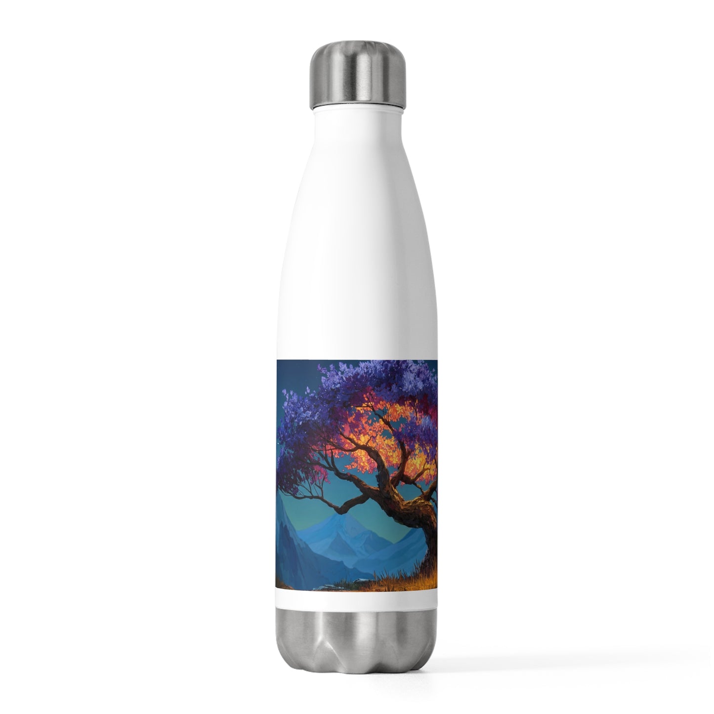Celestial Tree of Twilight 20oz Insulated Bottle – Where Night Meets Radiant Bloom