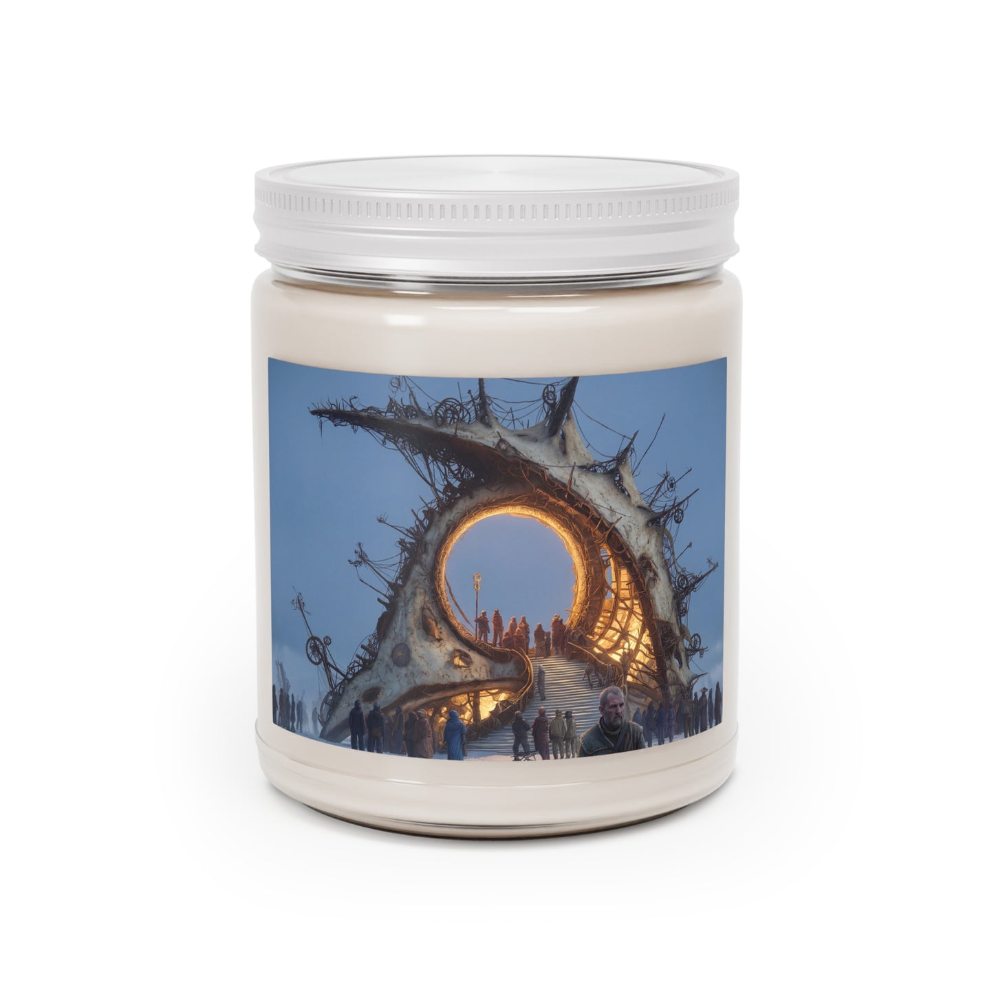 Threshold Gate Scented Soy Candles with White Lid, 9oz – Where Worlds Whisper Through Stone